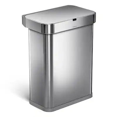 simplehuman - 58L rectangular sensor can with voice and motion control, stainless steel