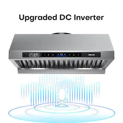 Brano - 30 Inch DC Inverter Externally Vented - Under cabinet Range Hood - Silver, 1200 CFM, Voice Gesture Touch Control