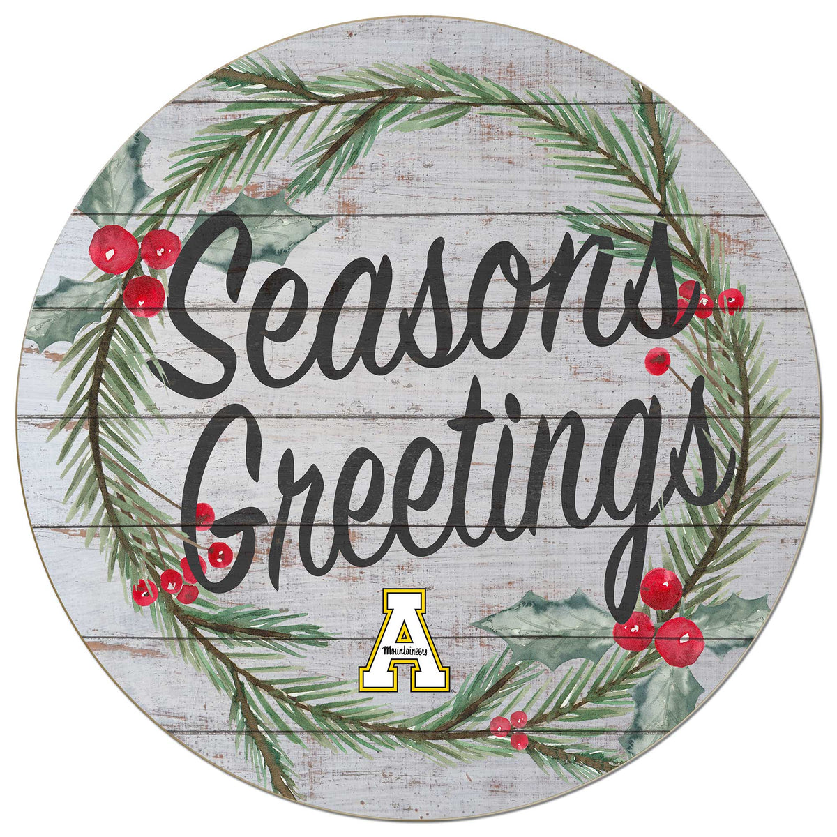 Jardine - Appalachian State Mountaineers 20'' x 20'' Season's Greetings Circle - White