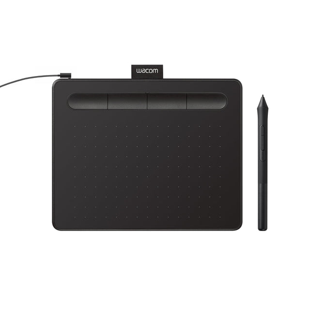 Front. Wacom - Intuos Small Wired Graphics Drawing Tablet, Includes Training & Software; Works w/ Chromebook Mac Android & Windows - Black.