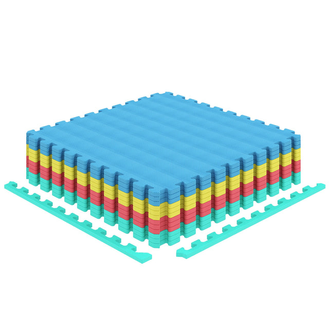 Front. Costway - Costway 12 Pack Interlocking EVA Foam Floor Tiles with Boarders Non-Slip Protective Flooring - Multicolor.