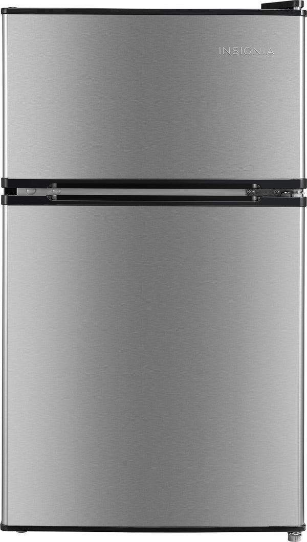 Insignia™ - 3.1 Cu. Ft. Mini Fridge with Top Freezer and ENERGY STAR Certification - Stainless Steel Look