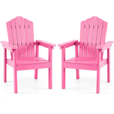 Costway - 2 PCS Outdoor Adirondack Chair, Patio HIPS Chairs with High Backrest, Wide Armrests