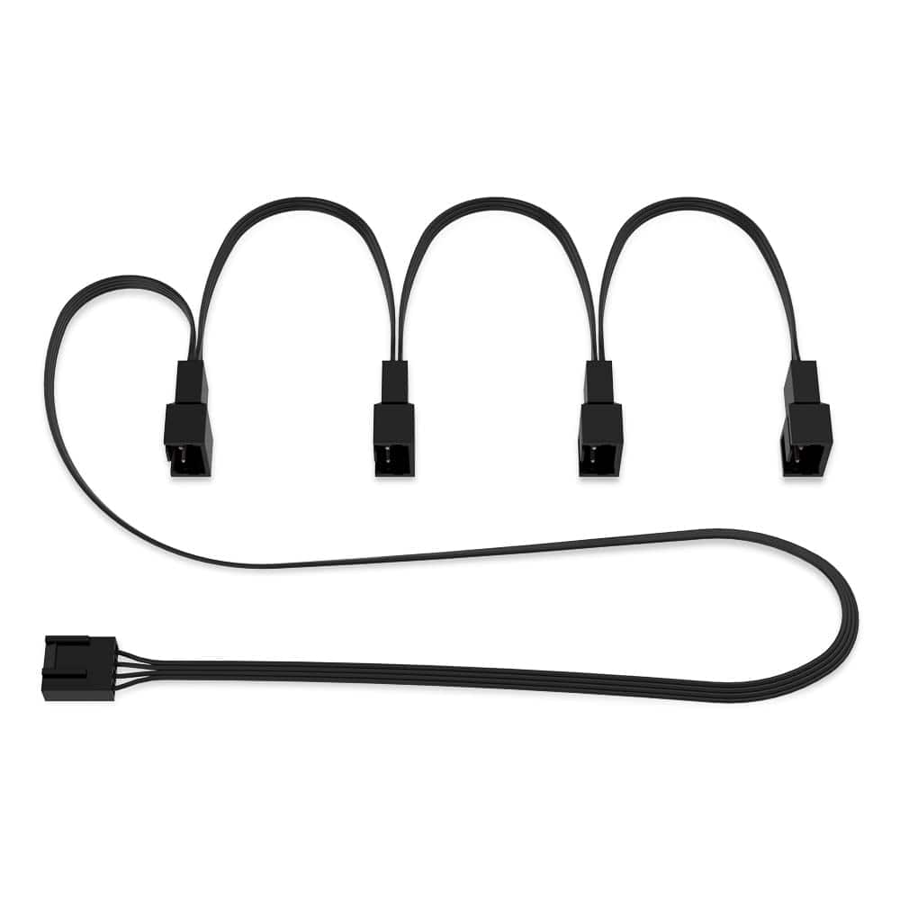 Arctic - ACCBL00007A 4-Pin PWM Fan Splitter Cable - PST Extension-Cable for 4 Case Fans, Adapter, PC - Black