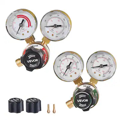 VEVOR - Oxygen Acetylene Regulator Set, Oxy-Acetylene Regulators, 0-4000PSI and 0-400PSI Welding Gas Gauges with CGA-540/CGA-200