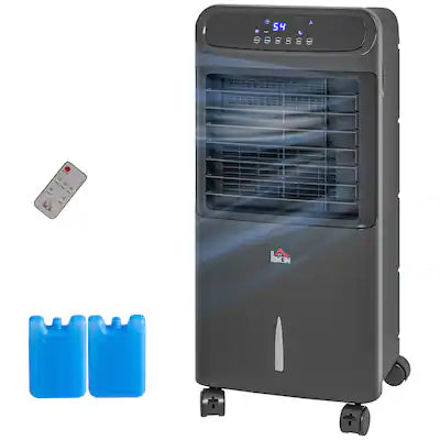 Homcom - Ice Cooling Fan, Mobile Evaporative Air Cooler with Remote, Timer, Oscillating for Home Office