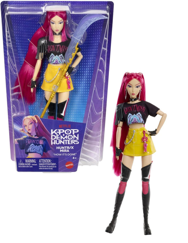 NETFLIX  
KPOP DEMON HUNTERS  
HUNTR/X  
MIRA  
"HOW IT'S DONE"  
4+  

WARNING: ATTENTION:  
CHOKING HAZARD - Small parts. Not for children under 3 years.  
DANGER D'ÉTOUFFEMENT - Petits éléments. Ne convient pas aux enfants de moins de 3 ans.  

MATTEL