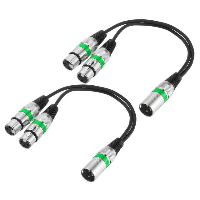 Front. Unique Bargains - 2pcs 3-Pin XLR Splitter Cable, 1 Male to 2 Female Y Cable for Balanced Audio, Mixers, Microphones - Green Circle.