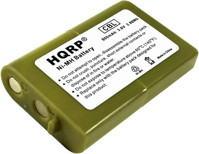 CBL 2.88Wh 3.6V 800mAh battery pack. Designed for HQRP 60C Ni-MH Battery. Made in China. Do not attempt to open, disassemble, puncture, crush, expose to fire, or dispose of. Do not expose to temperature above 60°C (140°F). Do not short the contacts or attempt to replace this product.