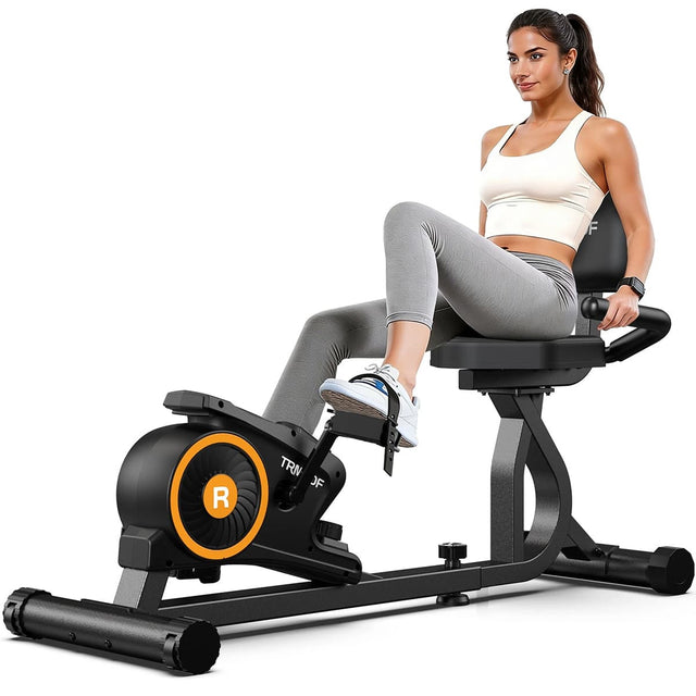 Front. Pooboo - Recumbent Exercise Bike Indoor Stationary Fitness Bike Workout Bike Cycling Bike - Black.