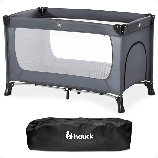 Front. hauck - hauck Dream N Play Plus Travel Pack Cot, Babies & Toddlers up to 33 Pounds, Grey - Grey.