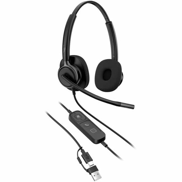Front. Poly - Poly Mission 425 Stereo USB Wired Headset Classic (Bulk) (C01B3A6) - Microsoft Teams Certification - Stereo - USB, USB - Black.