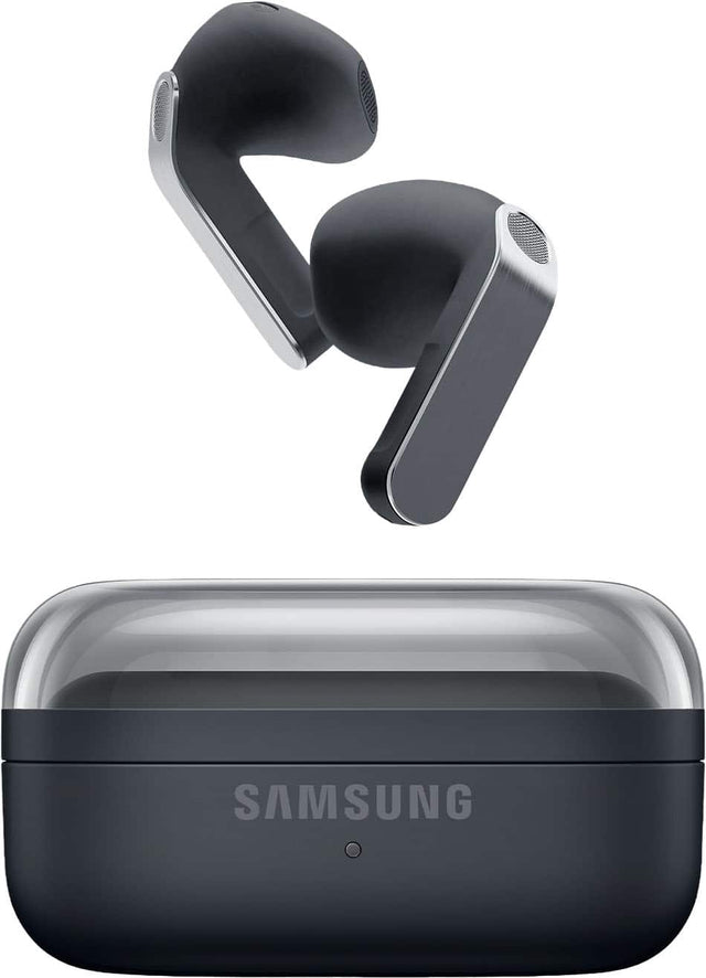 Front. Samsung - Galaxy Buds4 Wireless Earbud Headphones - Black.