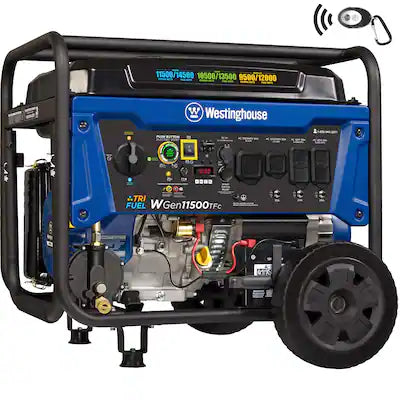 Westinghouse - 14,500-Watt/11,500-Watt Remote Start Tri-Fuel Portable Generator with Transfer Switch Outlet, Remote Start and CO Sensor