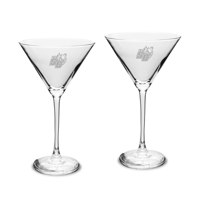 Front. Jardine - Southern Connecticut State Owls Two-Piece Traditional 10oz. Martini Glass Set - Multicolor.