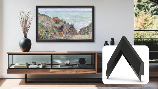 Front. Deco TV Frames - 75" Slim Bezel for Samsung The Frame and Frame Pro TV - Modern Tuxedo Black.