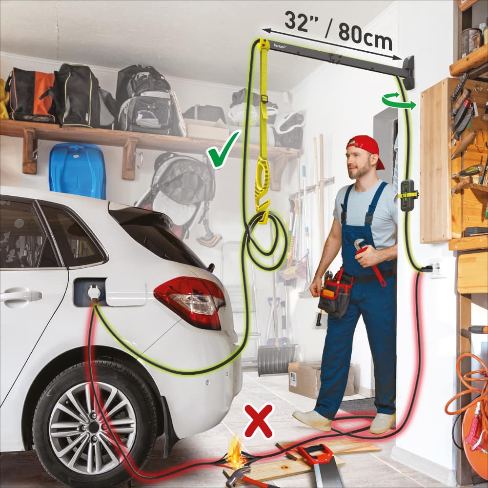 Barkan - 32" EV Charging cable wall arm