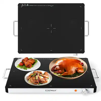 Costway - 1 PCS Electric Warming Tray Tempered Glass Food Warmer with Adjustable Temperature