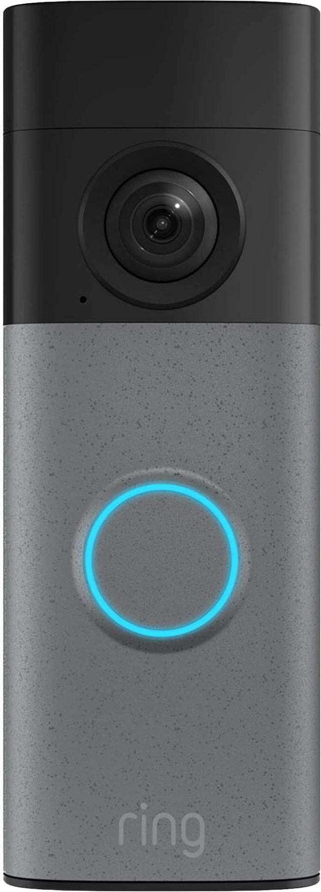 Front. Ring - Battery Doorbell 2K, Retinal 2K with wide-angle video, up to 6x Enhanced Zoom, Two-Way Talk, and Built-In Battery - Speckled Grey.