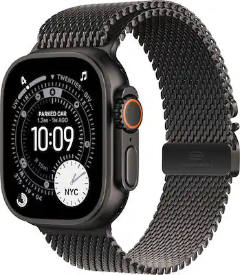 Apple - Watch Ultra 3 (GPS+Cellular) 49mm Titanium Case with Titanium Milanese Loop - Medium