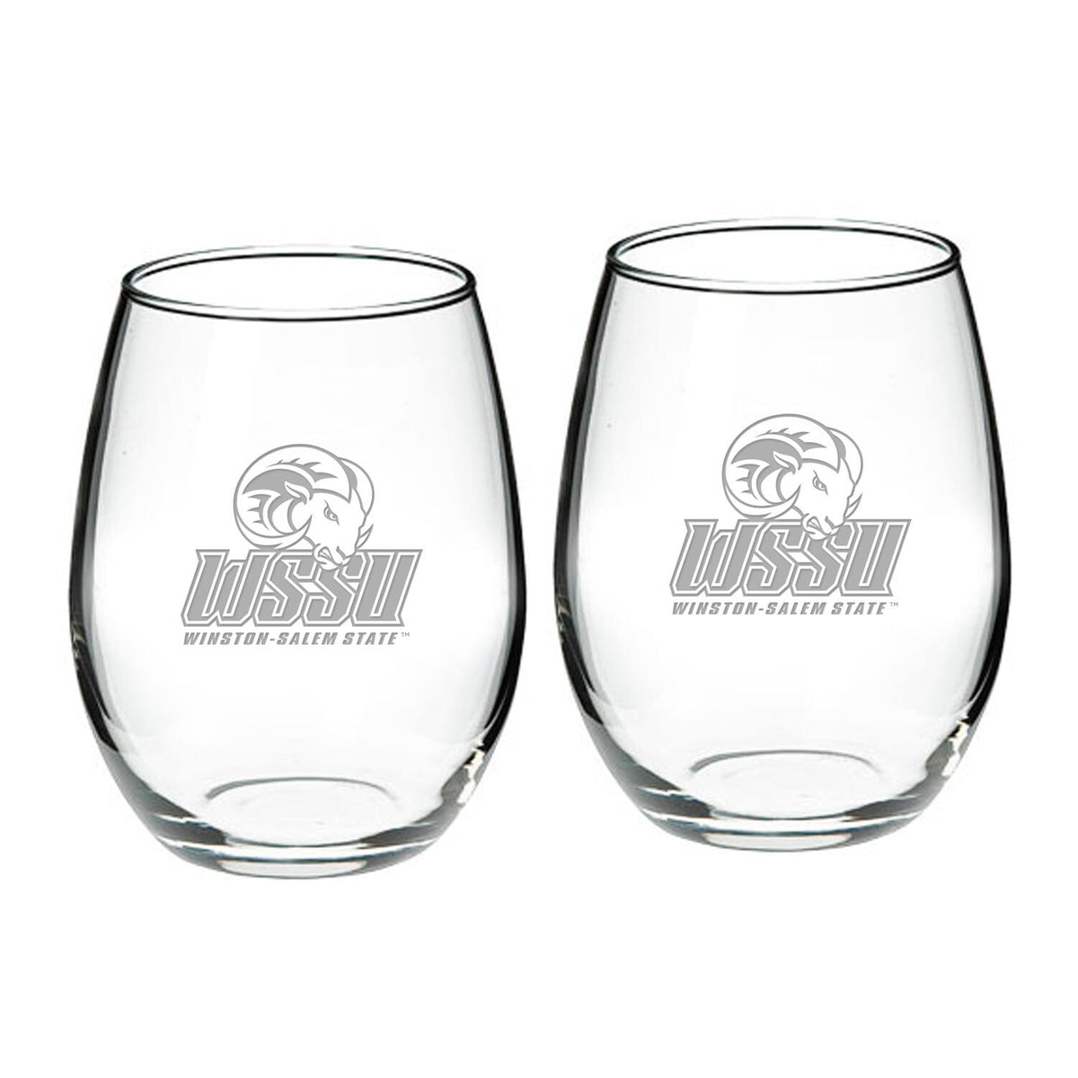Jardine - Winston-Salem State Rams 2-Piece 21oz. Stemless Wine Glass Set - Multicolor
