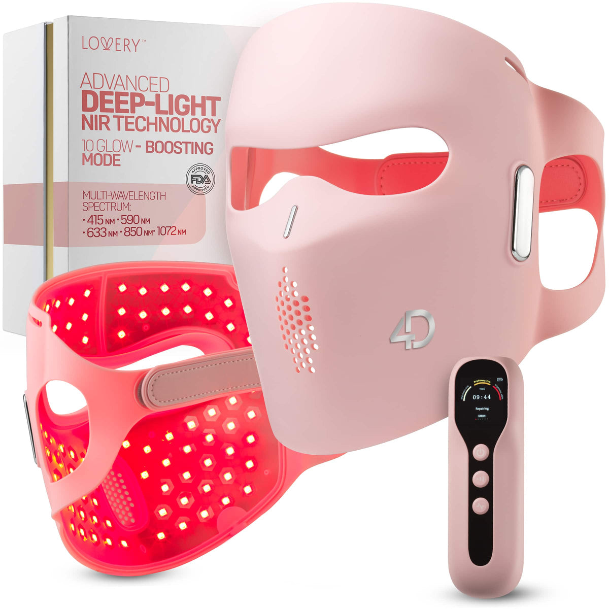 Lovery - 4D Led Light Therapy Mask with Near-Infrared Light Skin Rejuvenation - Pink