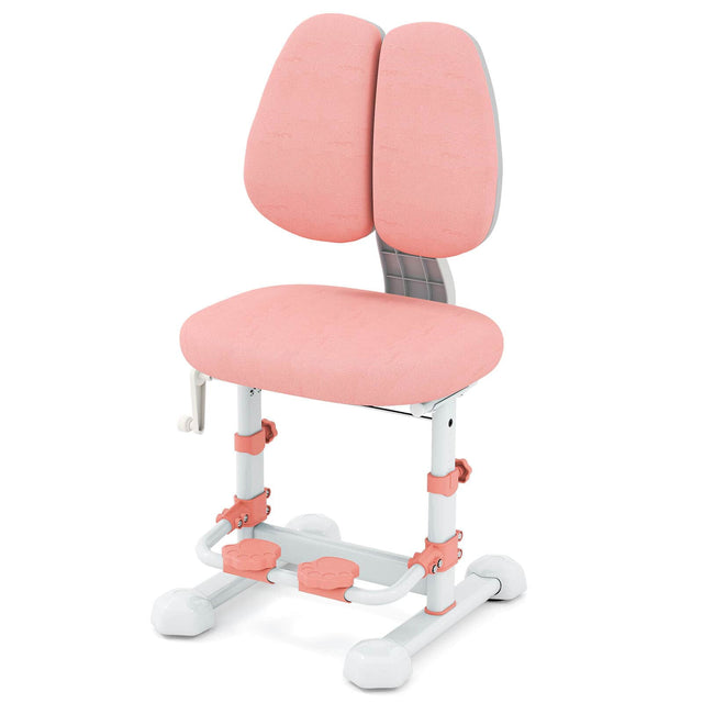 Front. Costway - Costway Kids Study Chair with Adjustable Double Backrest, Footrest, Seat Height & Depth - Pink.