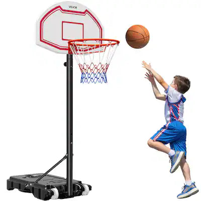 VEVOR - Portable Basketball Stand, 5.2 to 6.9 ft Height Adjustment Basketball Hoop & Goal, Kids Adjustable Basketballs Hoop