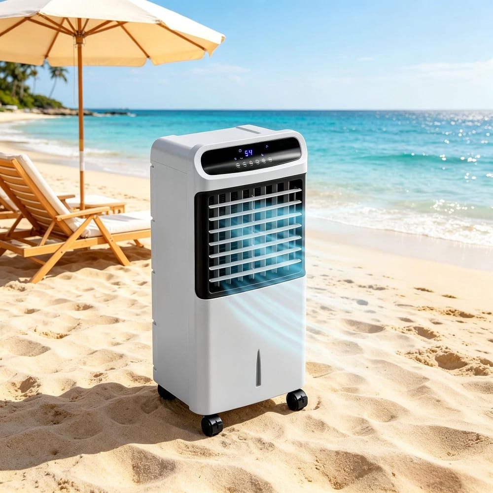 Loheer - Evaporative Air Cooler, Portable Ice Cooling Fan with Remote, Mobile Room Cooler on Wheels, Gray