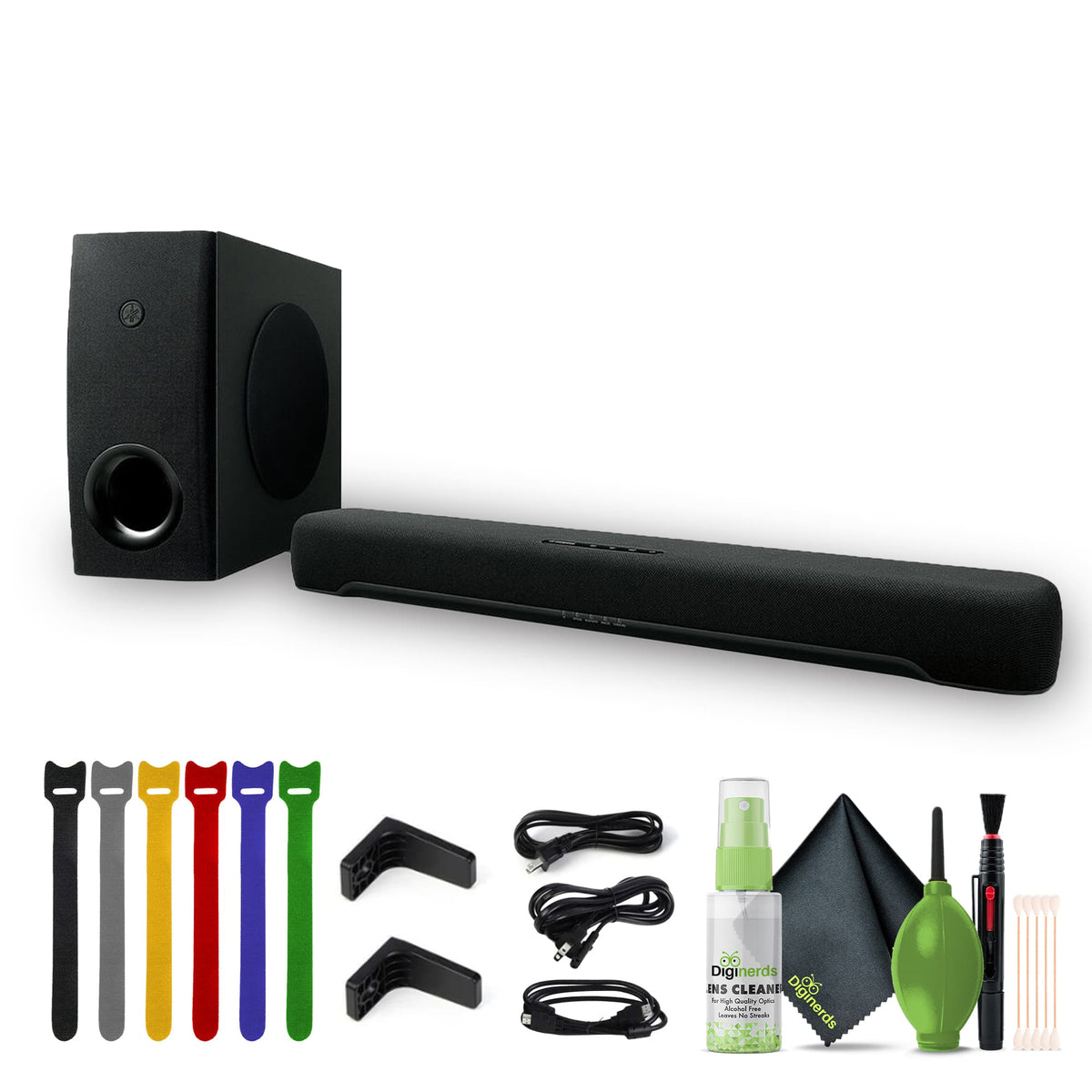 Yamaha - SR-C30A 90W 2.1-Channel Soundbar System, Cleaning kit, Reusable Fastener Straps, Bundle