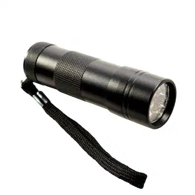 HQRP - 365 nm UV Blacklight Flashlight 12 LED Aluminum Water-Resistant Leak, Pet Urine, Currency Detection