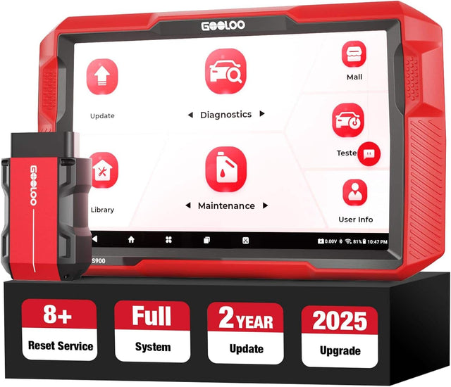 GOeLOO Mall Update Diagnostics GeeLOO Library Maintenance Teste User Info voo.0 81% 10:47 PM S900 8+ Reset Service Full System 2 YEAR Update 2025 Upgrade