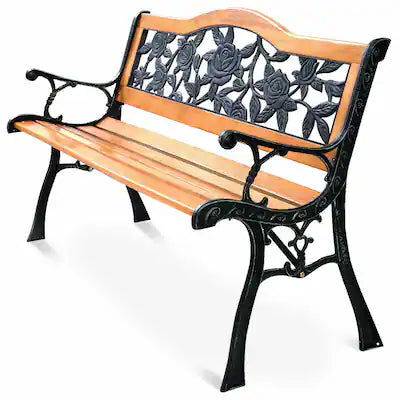 Costway - Patio Park Garden Metal Bench Porch Path Chair Furniture Cast Iron Hardwood