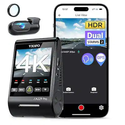 VIOFO - A229 Pro 4K HDR Dash Cam, Dual STARVIS 2 IMX678 IMX675, 4K+2K Front and Rear Car Camera, 2 Channel with HDR