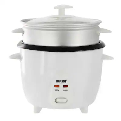 Better Chef - 5 Cup Ceramic Bowl Rice Cooker with Steamer Attachment