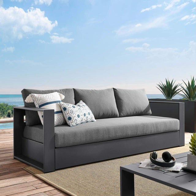 Front. Modway - Tahoe Outdoor Patio Powder-Coated Aluminum Sofa by Modway - Gray Charcoal.