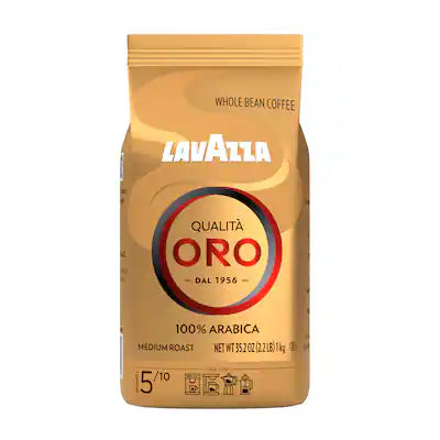 Lavazza - Qualità Oro Whole Bean Coffee, Medium Roast, 100% Arabica, 2.2 lb Bag (Pack of 1)