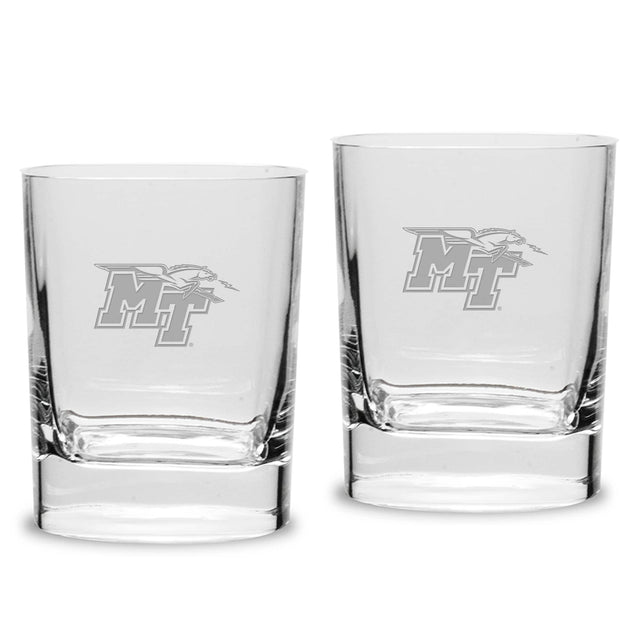Front. Jardine - MTSU Blue Raiders 2-Piece 11.75oz. Square Double Old Fashioned Glass Set - Multicolor.