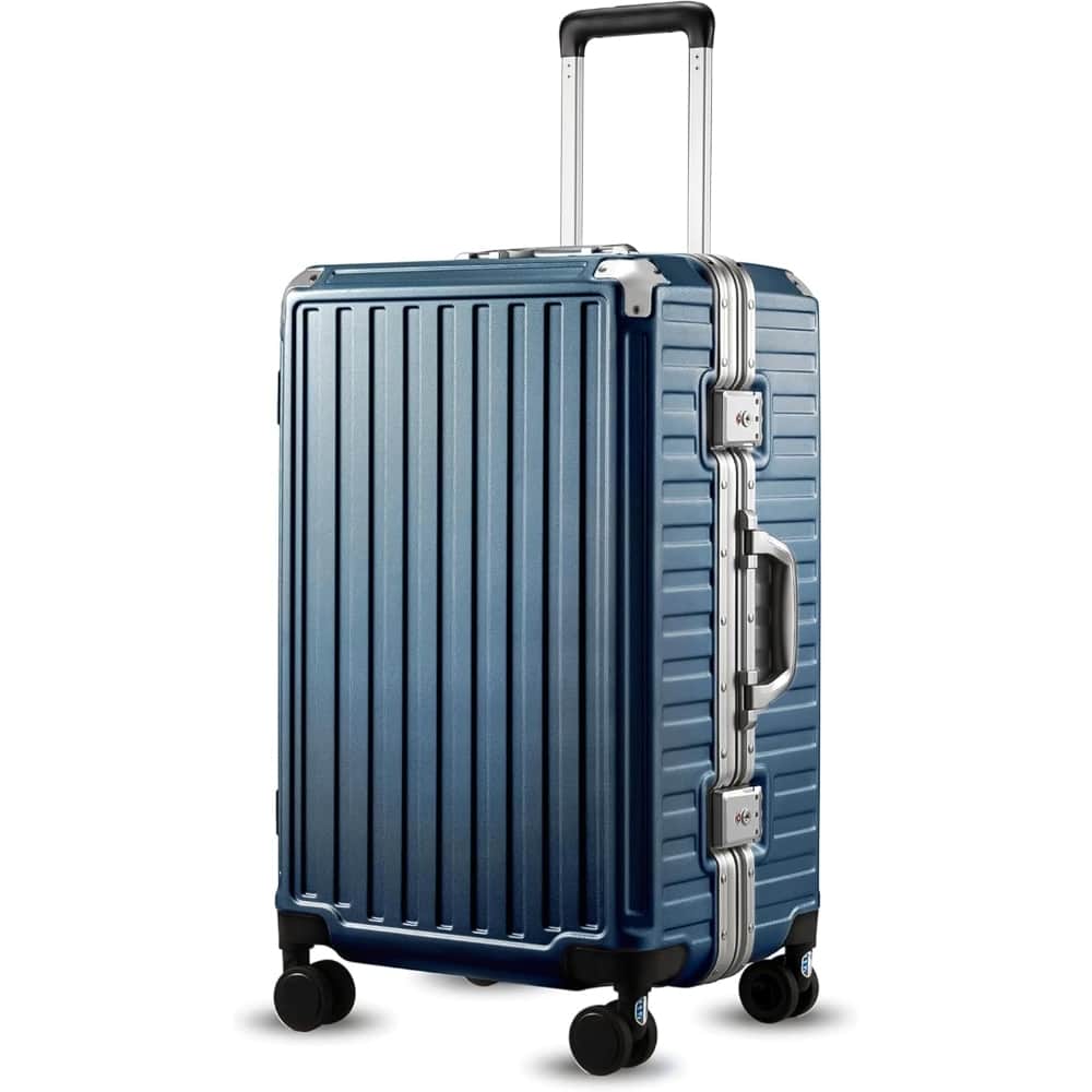 LUGGEX - 24 Inch Hardside Zipperless PC Luggage 8010S Aluminum Frame - ZX-Core - Blue