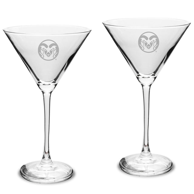 Front. Jardine - Colorado State Rams Two-Piece Traditional 10oz. Martini Glass Set - Multicolor.