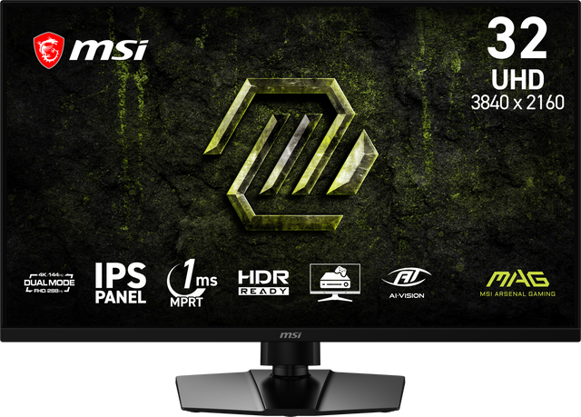 msi MAG 32 UHD 3840 x 2160 1ms HDR READY IPS PANEL AI-VISION MPRT 4K 144Hz DUAL MODE FHD 288Hz