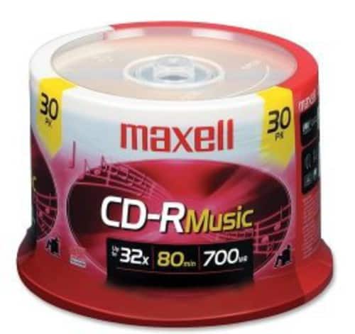 Maxell - 625335 CDR-80 MUSIC GOLD CD Recordable Discs 32X 700MB 80 Min 30 Pack - DIGI REC. MEDIA - Multicolor