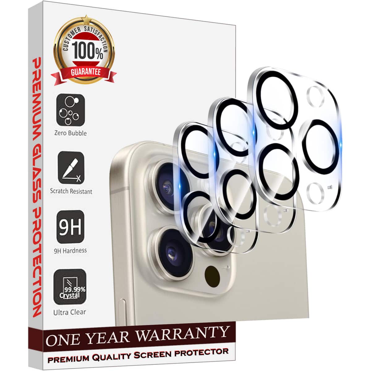Entronix - iPhone 15 Pro Camera Lens Protector - 3-Piece Set for Ultimate Protection - Clear
