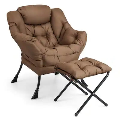 Costway - Lazy Sofa Chair with Folding Footrest and Storage Pocket