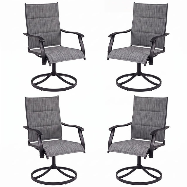 Front. Gymax - Gymax Padded Patio Swivel Chairs Set of 4 Ergonomic Outdoor Dining Chairs w/High Back Gray - Gray.