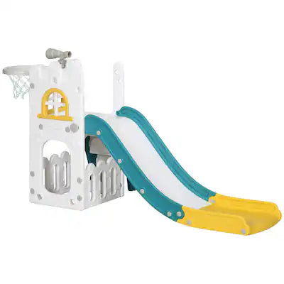 Qaba - in 1 Toddler Slide with Basketball Hoop, Climber