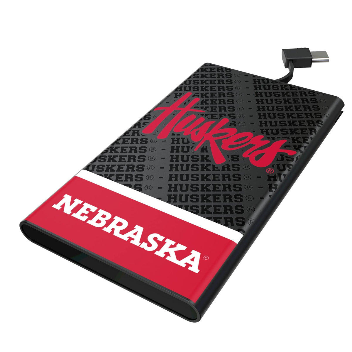 Keyscaper - Nebraska Huskers Endzone Plus 5000mAh Flat Powerbank - Black