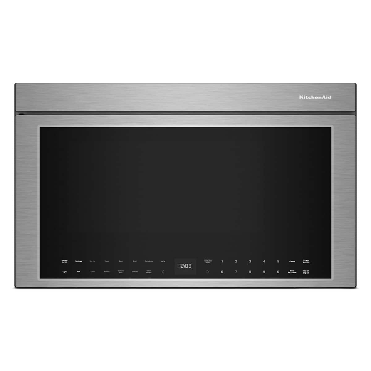 KitchenAid - 1.1 Cu. Ft. Convection Flush Built-In Over-the-Range Smart Microwave with Sensor Cooking and Air Fry Mode - Stainless Steel