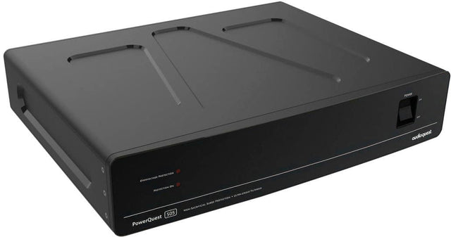 The text on the image reads: "PowerQuest TAGE PROTECTION OVERVOLTAGE ON PROTECTION FRONT END NON-SACRIFICIAL 505 PowerQuest."